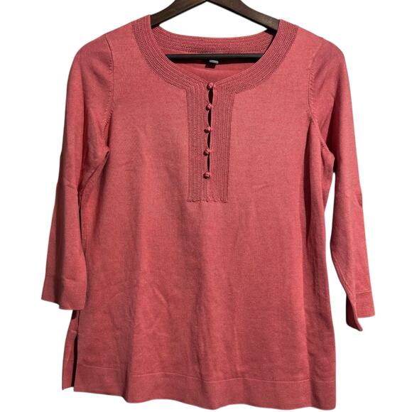 Ann Taylor Mauve Dusty Rose PInk Silk Blend Soft knit 3/4 sleeve Blouse Medium - Picture 1 of 5